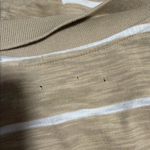 Sean John Tailored Fit Striped Polo Shirt Tan White 100% Cotton XL - Picture 7 of 7